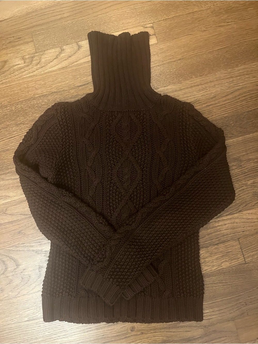 Ralph Lauren Chunky Turtleneck Cable Knit Sweater - Brown